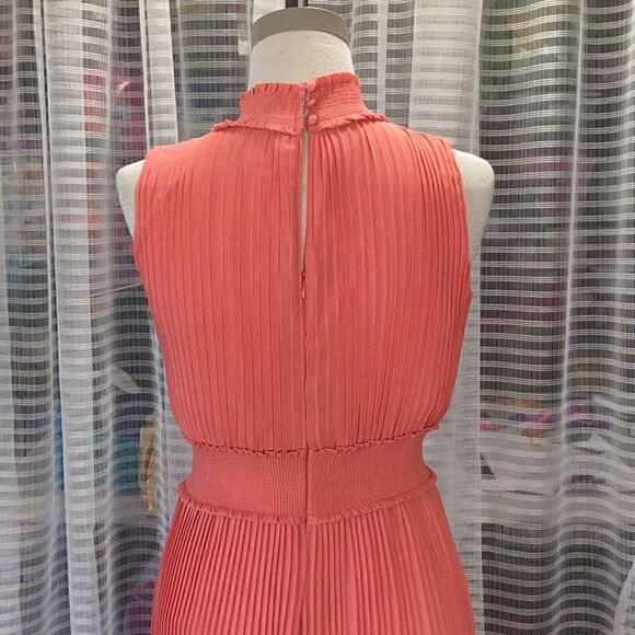Nanette Lepore Mock Neck Pleated Jumpsuit Coral Women’s 4 - Picture 6 of 9